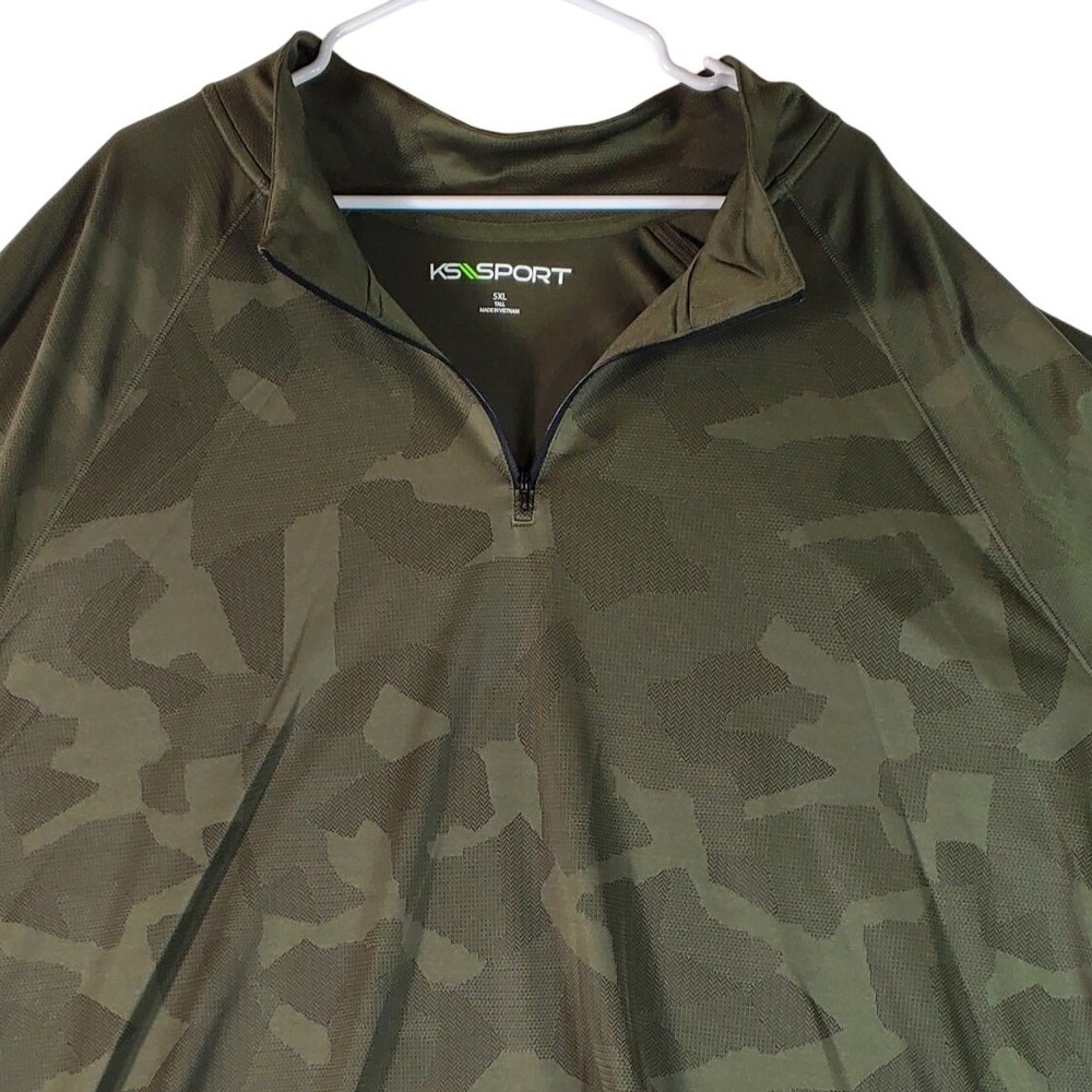 KS Sport Mens 5XL Tall Green Camo Tracksuit Quarter Zip Pullover & Pants Set